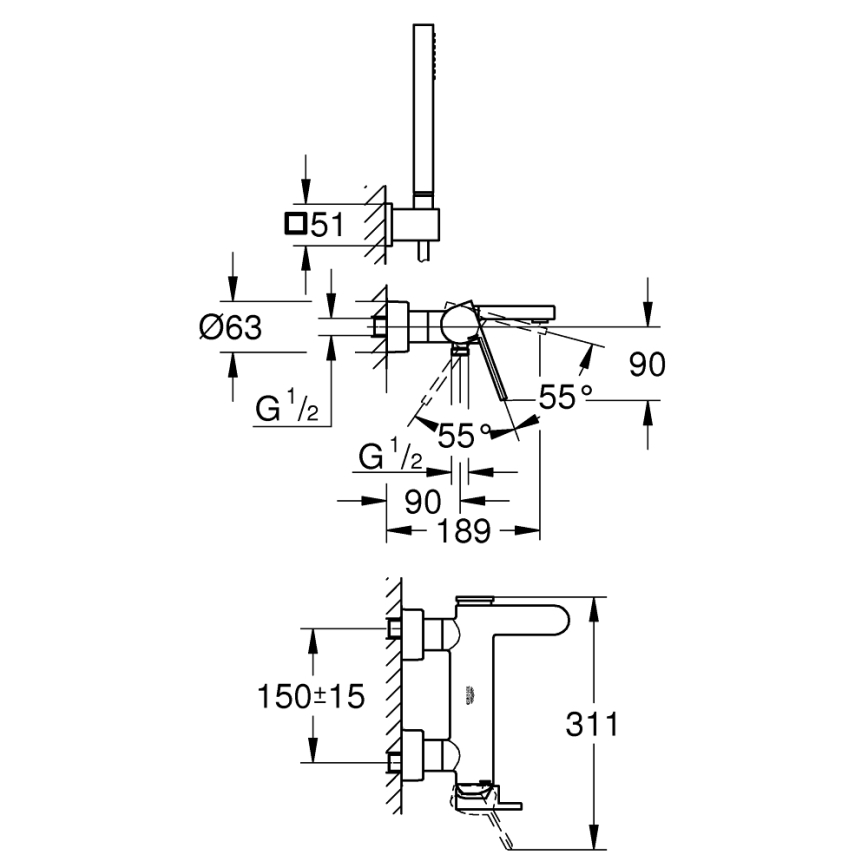 GROHE 33547003 - Vaňová batéria PLUS lesklý chróm