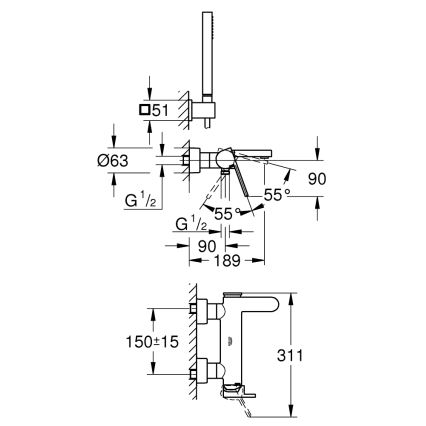 GROHE 33547003 - Vaňová súprava s batériou PLUS, lesklý chróm