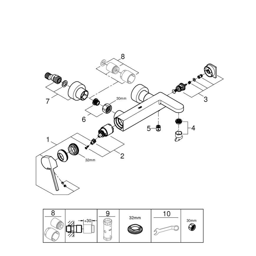 GROHE 33553AL3 - Vaňová batéria PLUS grafit