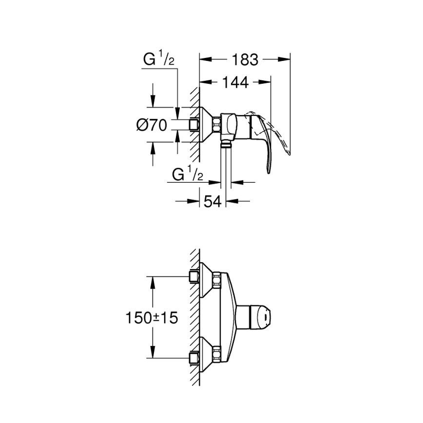 GROHE 33555002 - Sprchová batéria EUROSMART DN 15 lesklý chróm