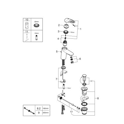 GROHE 33558LS3 - Umývadlová batéria EUROSTYLE, veľkosť S, biela