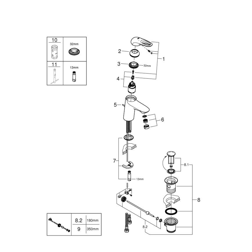 GROHE 33558LS3 - Umývadlová batéria EUROSTYLE, veľkosť S, biela