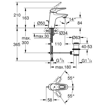 GROHE 33558LS3 - Umývadlová batéria EUROSTYLE, veľkosť S, biela