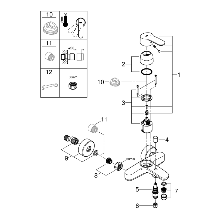 GROHE 33591002 - Vaňová batéria EUROSTYLE COSMOPOLITAN lesklý chróm