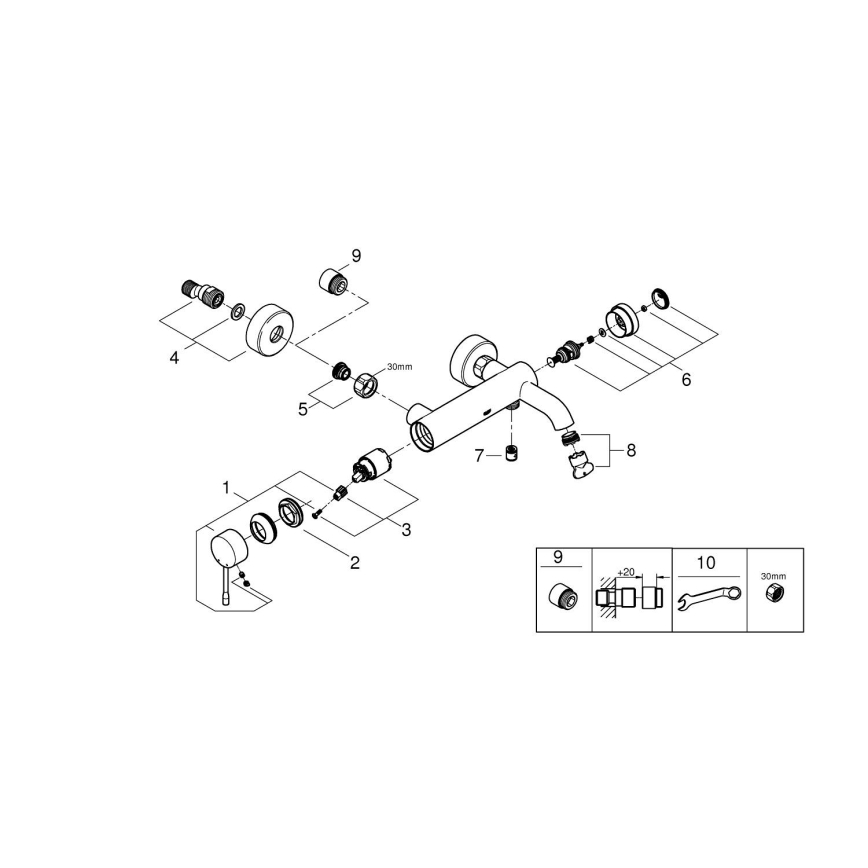 GROHE 33624GN1 - Vaňová batéria ESSENCE 193 mm zlatá
