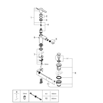 GROHE 33848001 - Bide pipa LINEARE DN 15, sijajni krom