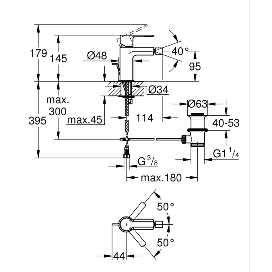 GROHE 33848001 - Bide pipa LINEARE DN 15, sijajni krom