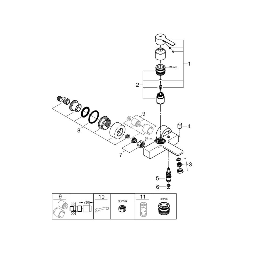 GROHE 33849001 - Vaňová batéria LINEARE DN 15 lesklý chróm