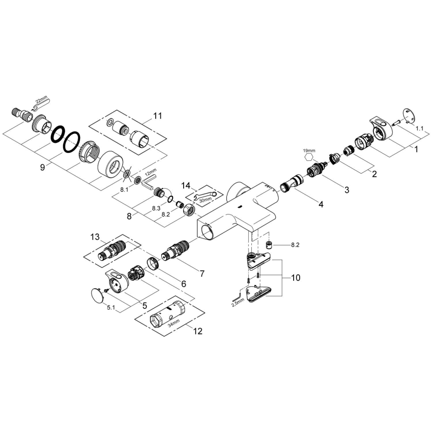 GROHE 34174001 - Termostatická vaňová batéria GROHTHERM 2000 172 mm lesklý chróm