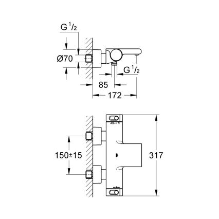 GROHE 34174001 - Termostatická vaňová batéria GROHTHERM 2000 172 mm lesklý chróm