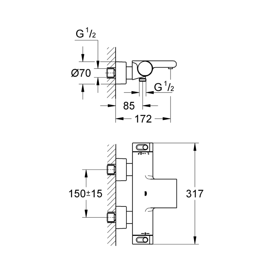 GROHE 34174001 - Termostatická vaňová batéria GROHTHERM 2000 172 mm lesklý chróm