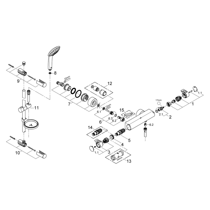 GROHE 34195001 - termostatická batéria GROHTHERM 2000 s EUPHORIA 110 súpravou, chróm