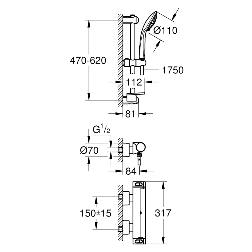 GROHE 34195001 - termostatická batéria GROHTHERM 2000 s EUPHORIA 110 súpravou, chróm