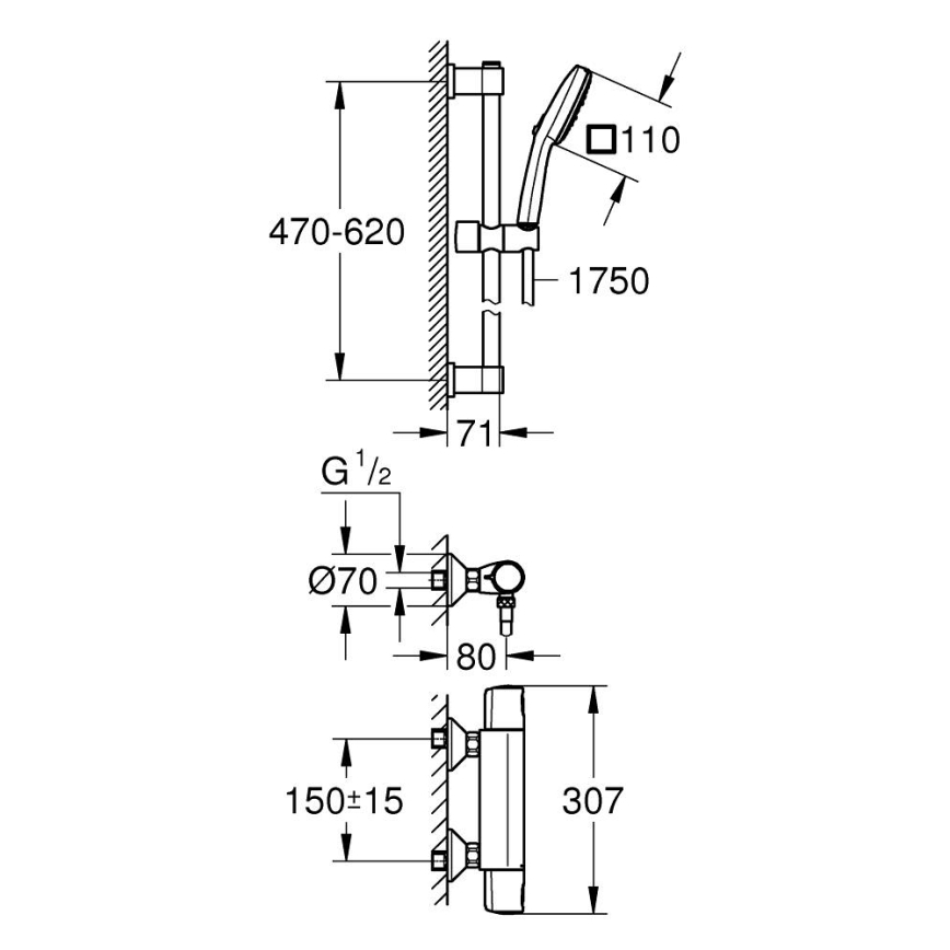 GROHE 34237003 - Termostatická sprchová batéria PRECISION TREND 150 mm chróm