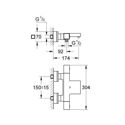 GROHE 34497000 - Termostatická vaňová batéria GROHTHERM CUBE DN 15 lesklý chróm