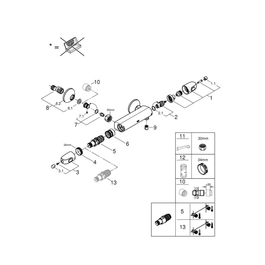 GROHE 34550000 - Termostatická sprchová batéria GROHTHERM 1000 DN 15 chróm