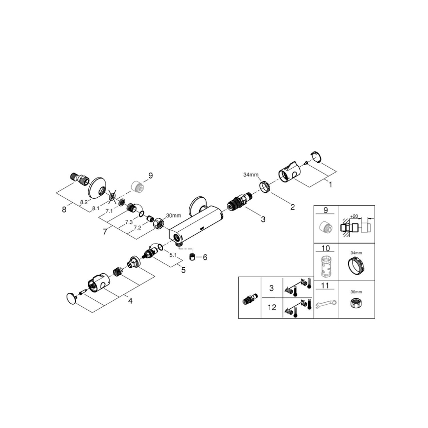 GROHE 34558000 - Termostatická sprchová batéria GROHTHERM 800 DN 15 lesklý chróm