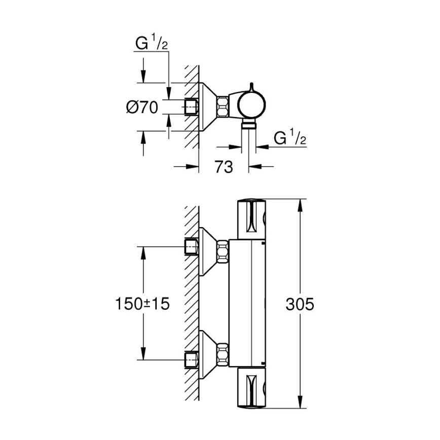 GROHE 34558000 - Termostatická sprchová batéria GROHTHERM 800 DN 15 lesklý chróm
