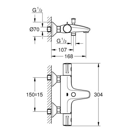 GROHE 34567000 - Termostatická vaňová batéria GROHTHERM 800 DN 15 lesklý chróm