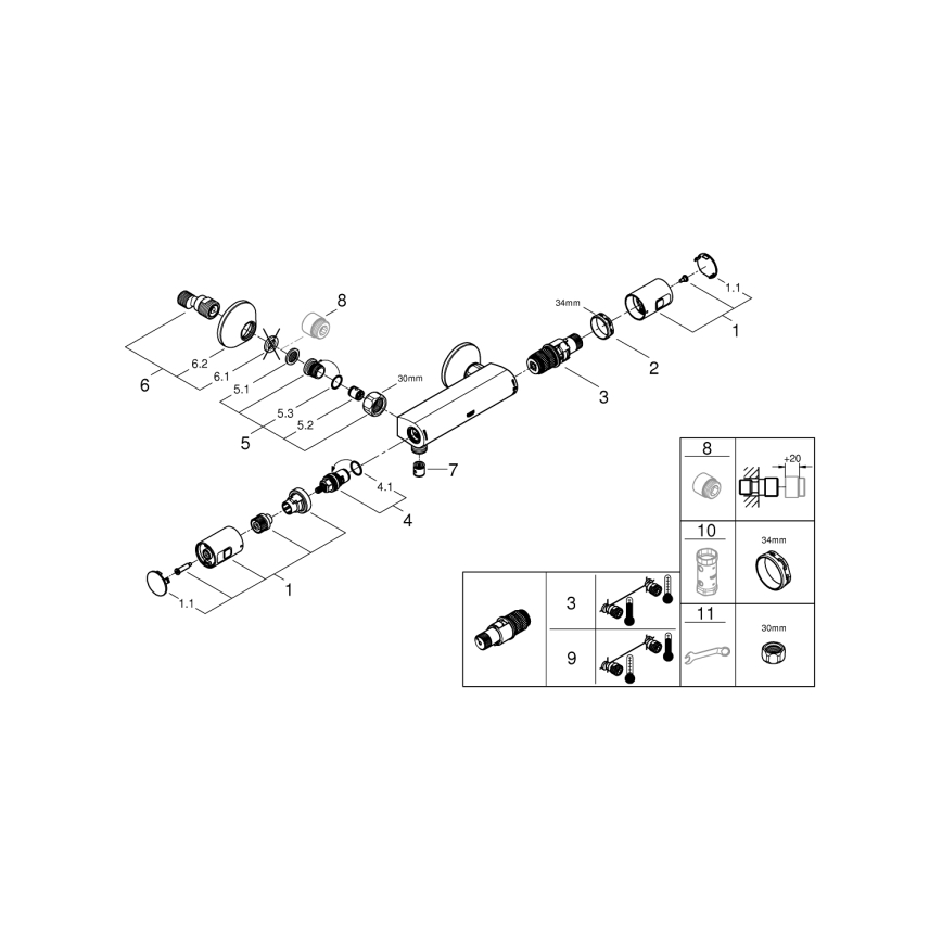 GROHE 345942430 - Termostatická sprchová batéria PRECISION START DN 15 čierna