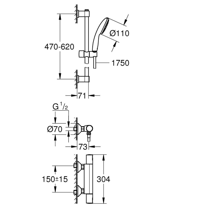 GROHE 345972431 - Sprchová súprava s termostatickou batériou PRECISION START 12” 60