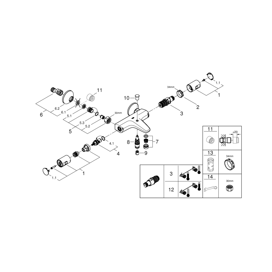 GROHE 345982430 - Termostatická vaňová batéria PRECISION START 168 mm čierna
