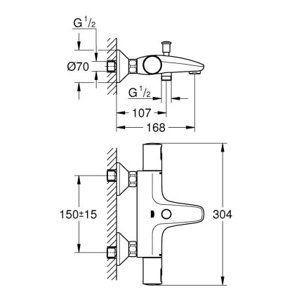 GROHE 345982430 - Termostatická vaňová batéria PRECISION START 168 mm čierna