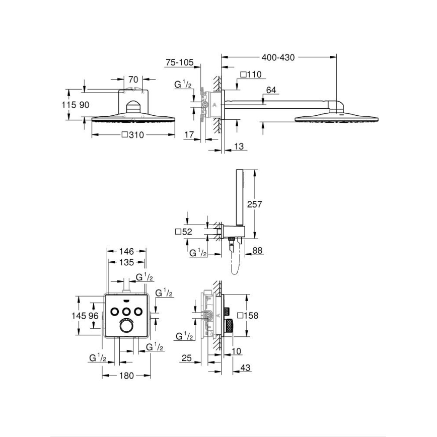 GROHE 34712000 - Sprchová súprava SMARTCONTROL 310 × 310 mm lesklý chróm