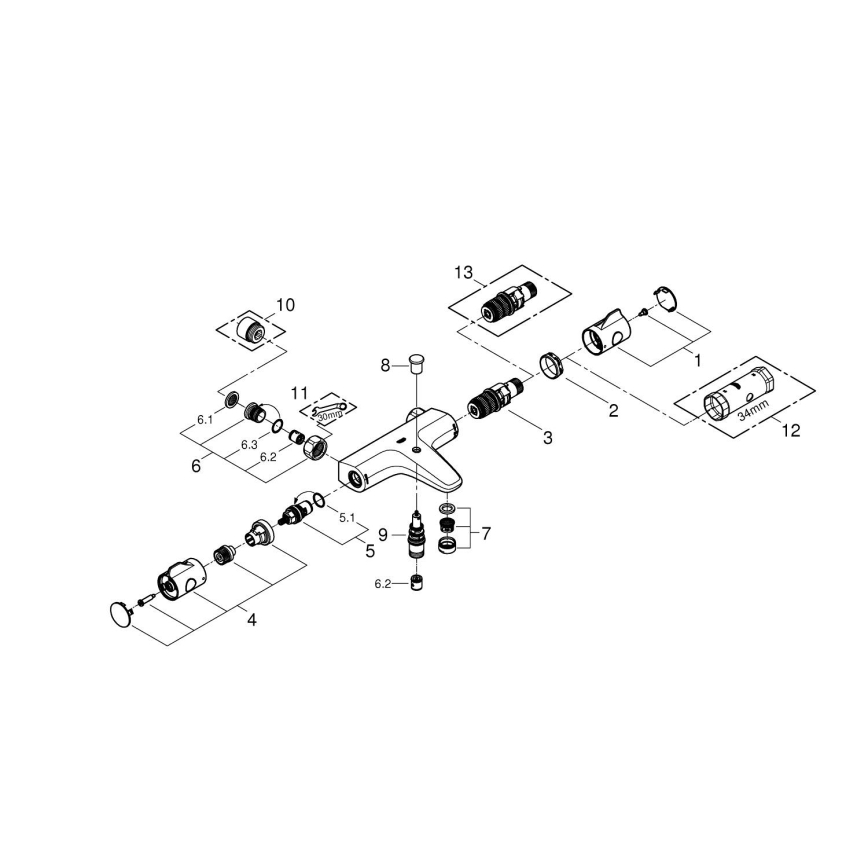 GROHE 34754000 - Termostatická vaňová batéria GROHTHERM 800 DN 15 lesklý chróm