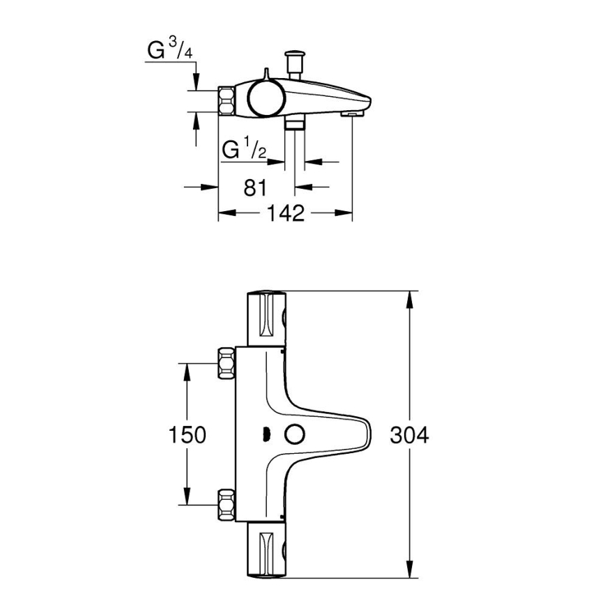 GROHE 34754000 - Termostatická vaňová batéria GROHTHERM 800 DN 15 lesklý chróm