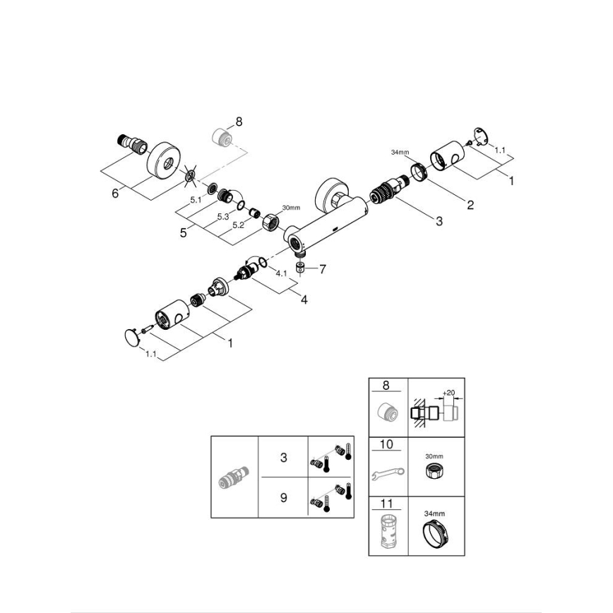 GROHE 34765000-Termostatická sprchová batéria GROHTHERM COSMOPOLITAN DN 15 chróm