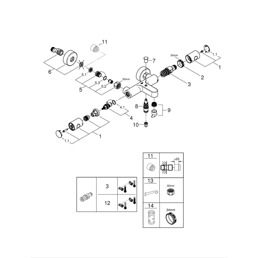 GROHE 34766000 - Termostatická vaňová batéria GROHTHERM 800 COSMOPOLITAN DN 15 chróm