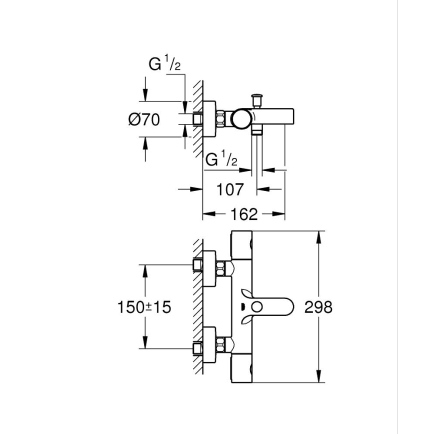 GROHE 34766000 - Termostatická vaňová batéria GROHTHERM 800 COSMOPOLITAN DN 15 chróm