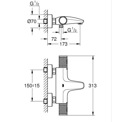 GROHE 34788000 - Termostatická vaňová batéria PRECISION FEEL DN 15 lesklý chróm