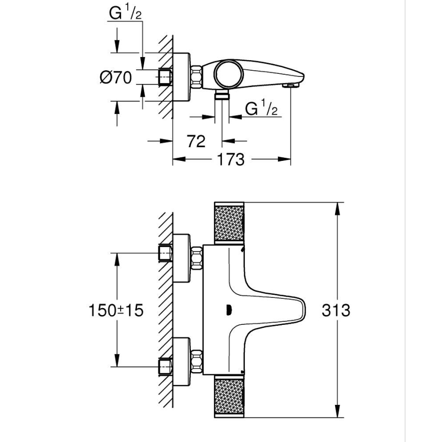 GROHE 34788000 - Termostatická vaňová batéria PRECISION FEEL DN 15 lesklý chróm
