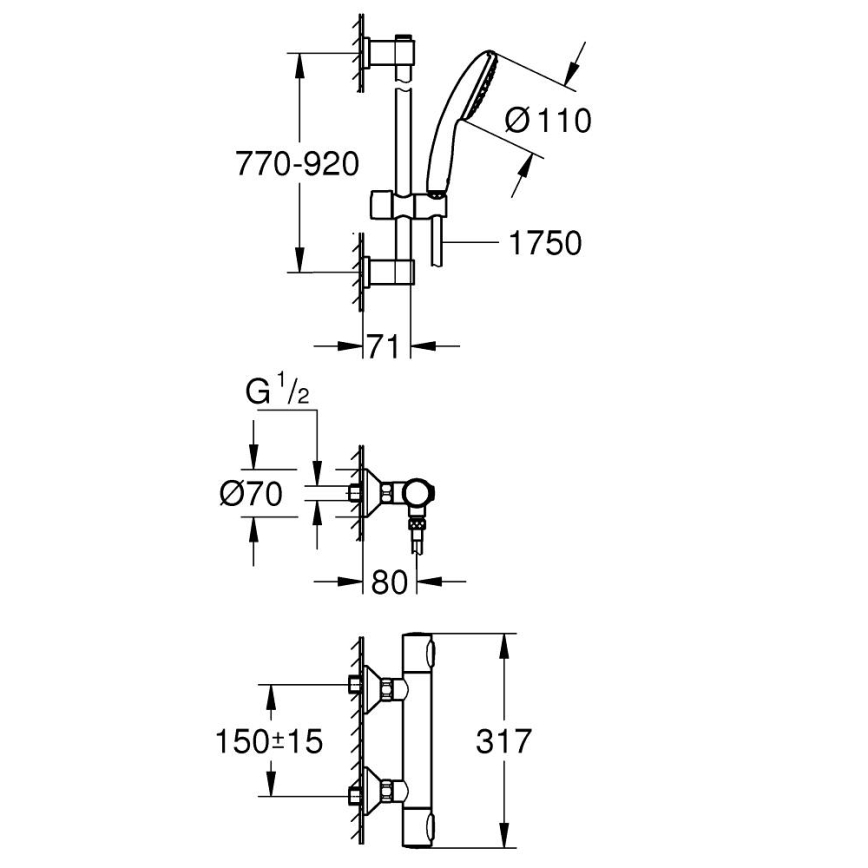 GROHE 34805001 - Termostatická sprchová batéria PRECISION FLOW DN 15 chróm