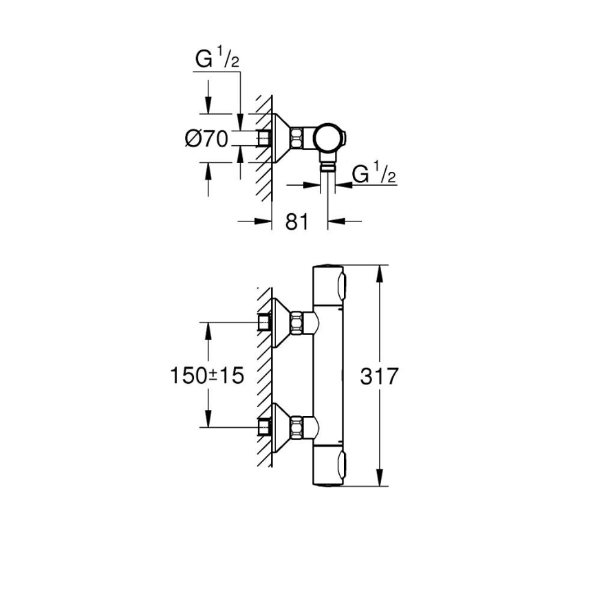 GROHE 34840000 - Termostatická sprchová batéria PRECISION DN 15 lesklý chróm