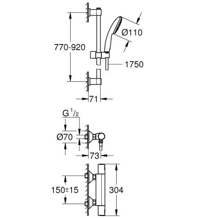GROHE 34854001 - Termostatická sprchová batéria PRECISION START 900 mm chróm