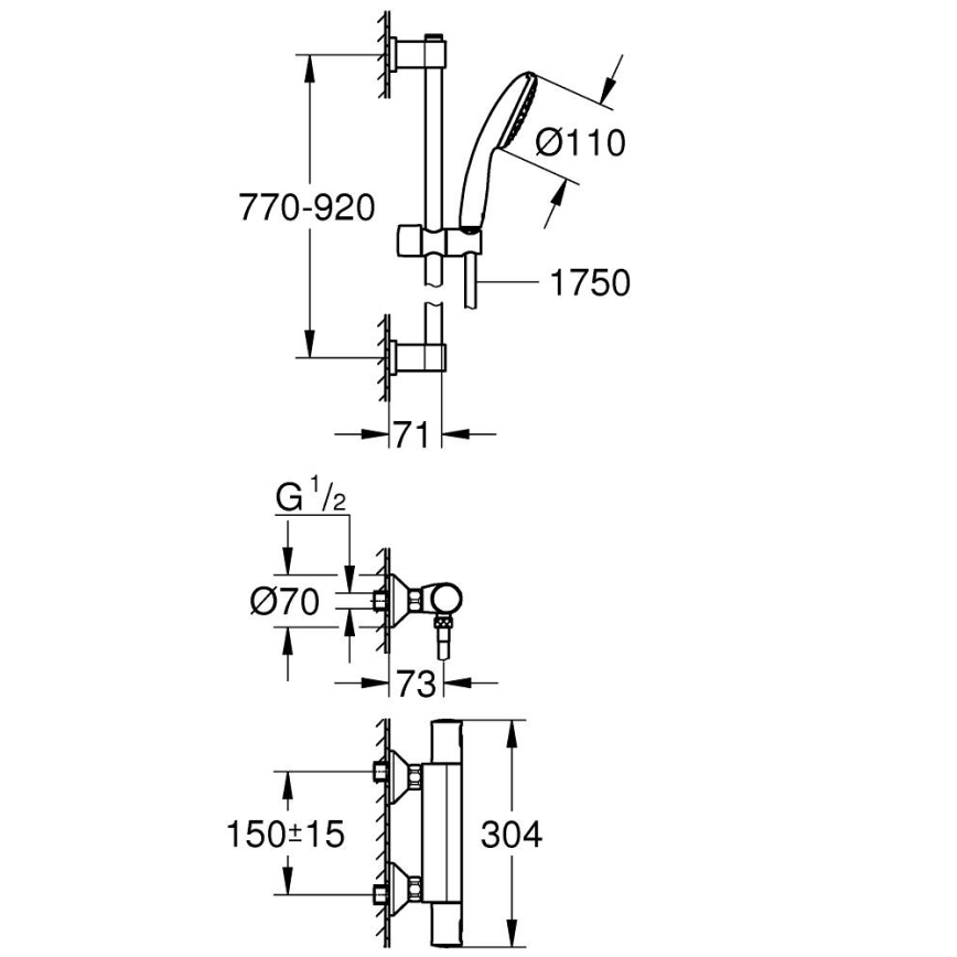 GROHE 34854001 - Termostatická sprchová batéria PRECISION START 900 mm chróm