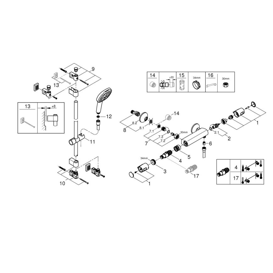 GROHE 34855003 - Termostatická sprchová batéria PRECISION TREND 150 mm chróm