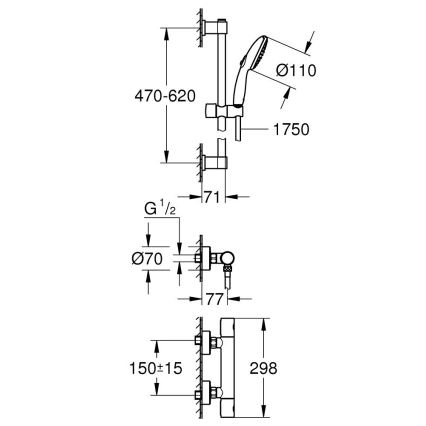 GROHE 34856000 - Sprchová súprava s termostatickou batériou PRECISION GET 600 mm lesklý chróm