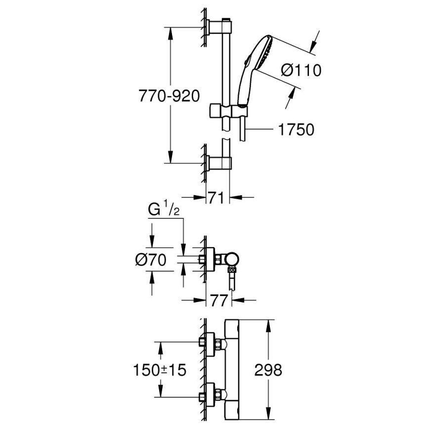 GROHE 34857000 - Sprchová súprava s termostatickou batériou PRECISION GET 12” lesklý chróm