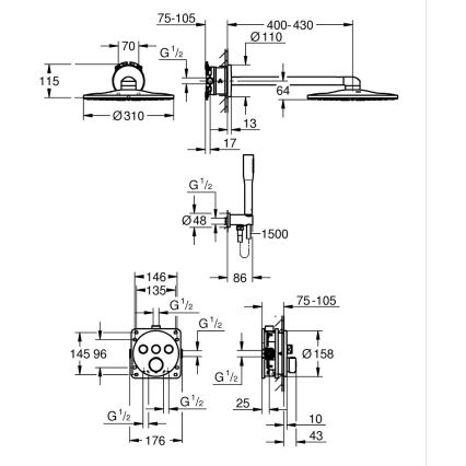 GROHE 34874000 - Sprchový systém PRECISION SMARTCONTROL 310 mm, lesklý chróm