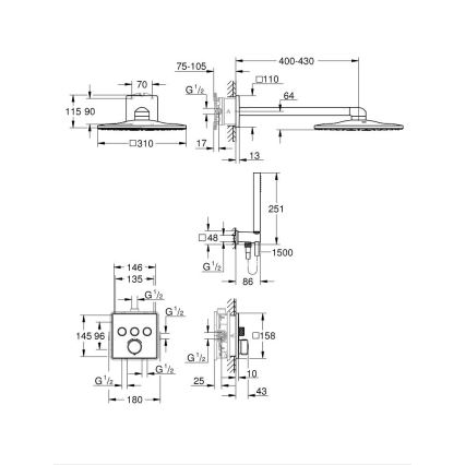 GROHE 34875000 - Sprchový systém PRECISION SMARTCONTROL 310 mm lesklý chróm
