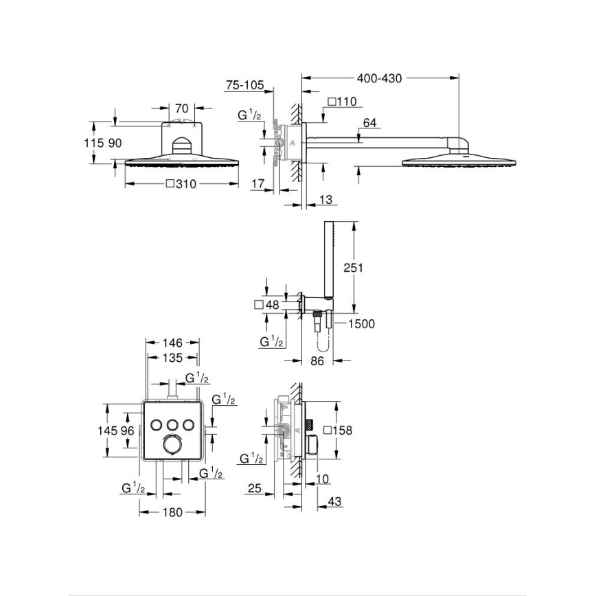 GROHE 34875000 - Sprchový systém PRECISION SMARTCONTROL 310 mm lesklý chróm