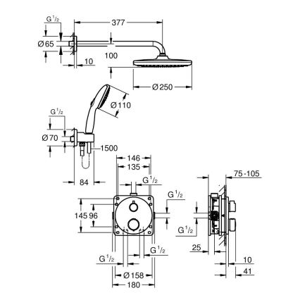 GROHE 34883000 - Sprchový systém PRECISION VITALIO START 250 lesklý chróm