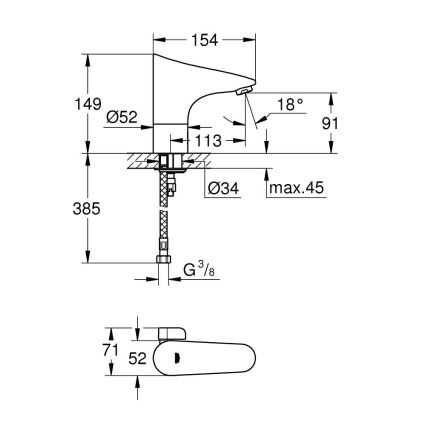 GROHE 36207001 - Elektronická umývadlová batéria EUROPLUS E DN 15 lesklý chróm
