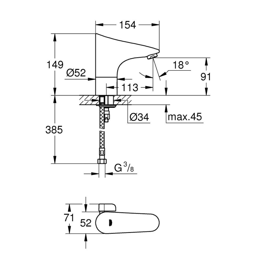 GROHE 36207001 - Elektronická umývadlová batéria EUROPLUS E DN 15 lesklý chróm