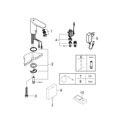 GROHE 36269000 - Elektronická umývadlová batéria EUROECO COSMOPOLITAN E 107 mm chróm