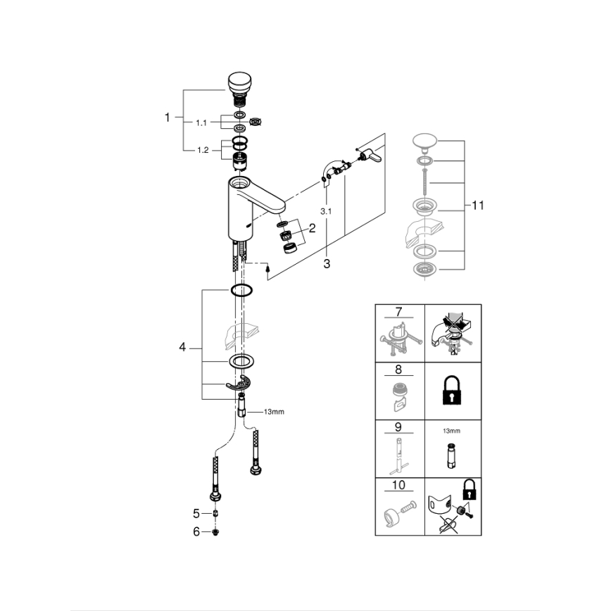GROHE 36317000 - Samozatváracia umývadlová batéria EUROSMART COSMOPOLITAN T chróm